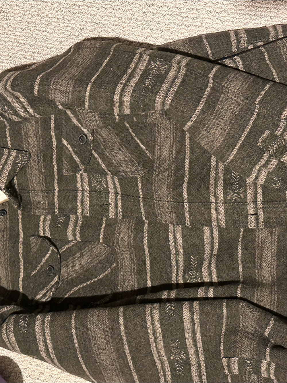 Jachs Olive Green Stripe Lightweight Shirt Jacket